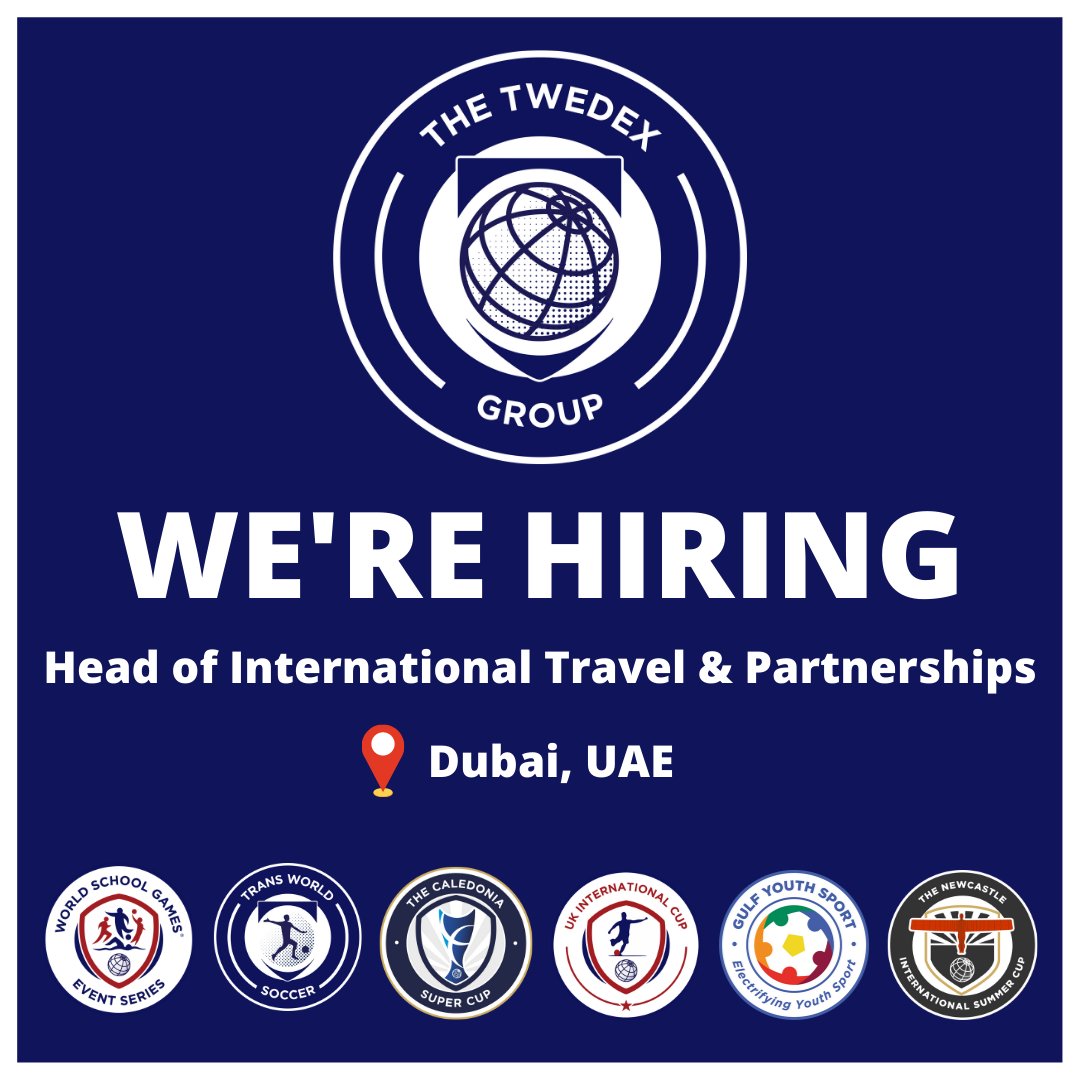 twedex_'s tweet photo. 𝗪𝗘'𝗥𝗘 𝗛𝗜𝗥𝗜𝗡𝗚 💫 

We are looking for a Head of International Travel &amp; Partnerships to lead operations in our UAE travel &amp; events business. 

For more information on the role, please click below:

👉 https://t.co/RJyDzHbQGx

#Twedex https://t.co/mJXUTvSSeb
