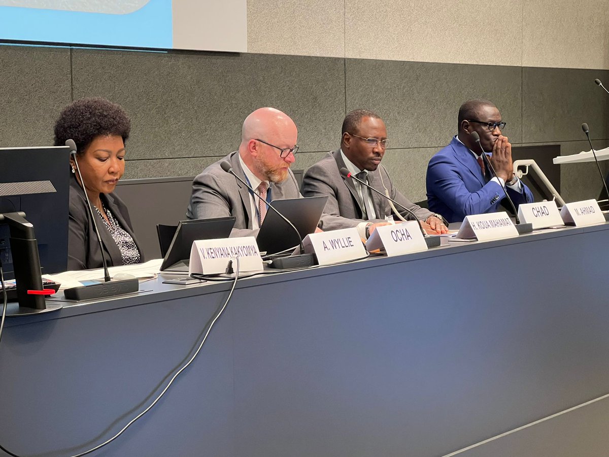 OnuTchad's tweet photo. The Minister of Planning presented in Geneva th 4 major recurrent crises: 
- Food insecurity and malnutrition;
- Health emergencies;
- Forced displacement of populations and ;
- The effects of climate change
In total, + 1/3 👨‍👦‍👦are in need of humanitarian assistance. https://t.co/eN2yWYOi4T
