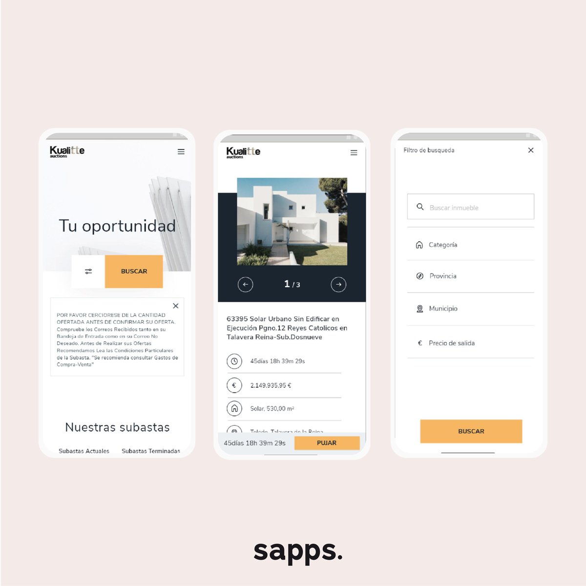 sappsestudio's tweet photo. Diseño UXUI Desarrollo web para la empresa Kualitte. 

Kualitte Auctions, consolidada en el sector de las subastas de activos concursales ha cobrado prestigio al  saber hacer a un sector que a lo largo se había caracterizado por su escasa digitalización

🔗https://t.co/02sPchhK1Q https://t.co/Yf6Dq6aSNo