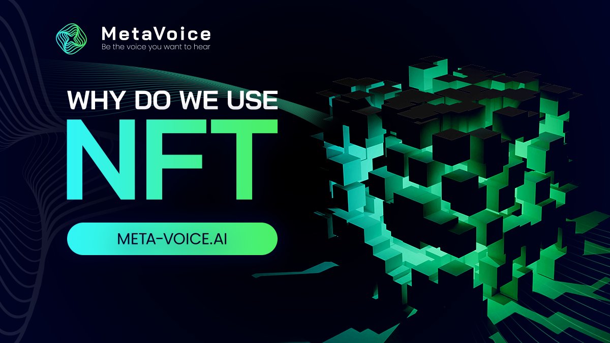 MetaVoiceAI's tweet photo. #NFT is fancy and popular. Despite the fact that it is an unusual technology, it is used by many projects for no reason.

Why do we use NFT in #MetaVoice?
Learn at👉https://t.co/8VoCoyUEK1

There are many reasons. We believe that you will find great utility in each of them!💪 https://t.co/qXOAN0M7dz