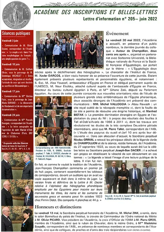 Academie_IBL's tweet photo. La lettre de l' @Academie_IBL de juin 2022 est disponible> https://t.co/KOrNZPPQnC #Champollion #Egypte @laBnF @LettresSorbonne #egyptologie #archeologie #indianisme #histoiredesreligions #MoyenAge #christianisme #Hongrie #sinologie #Song #Kition #Meggido #mythologie #Norvege https://t.co/xRGpCDdcDl