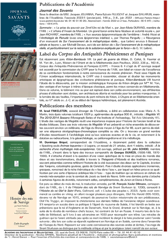 Academie_IBL's tweet photo. La lettre de l' @Academie_IBL de juin 2022 est disponible> https://t.co/KOrNZPPQnC #Champollion #Egypte @laBnF @LettresSorbonne #egyptologie #archeologie #indianisme #histoiredesreligions #MoyenAge #christianisme #Hongrie #sinologie #Song #Kition #Meggido #mythologie #Norvege https://t.co/xRGpCDdcDl