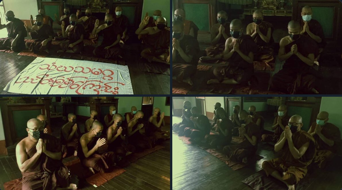 Monks from Sangha Union of Mandalay demand for an immediate end to all of Burma's suffering. They also performed sermons &amp; prayed for federal democracy's development.   #2022May31Coup #HelpMyanmarIDPs #WhatsHappeningInMyanmar
