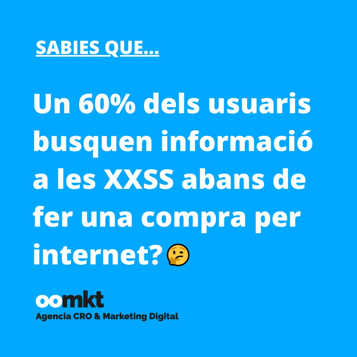 b2bstudio_'s tweet photo. Sabies que prop del 60% dels usuaris solen buscar informació a les xarxes socials abans de fer una compra per internet? 🤔

#SabiesQue #XarxesSocials #Compra #AgenciaMarketingDigital https://t.co/IQf14lkzxA