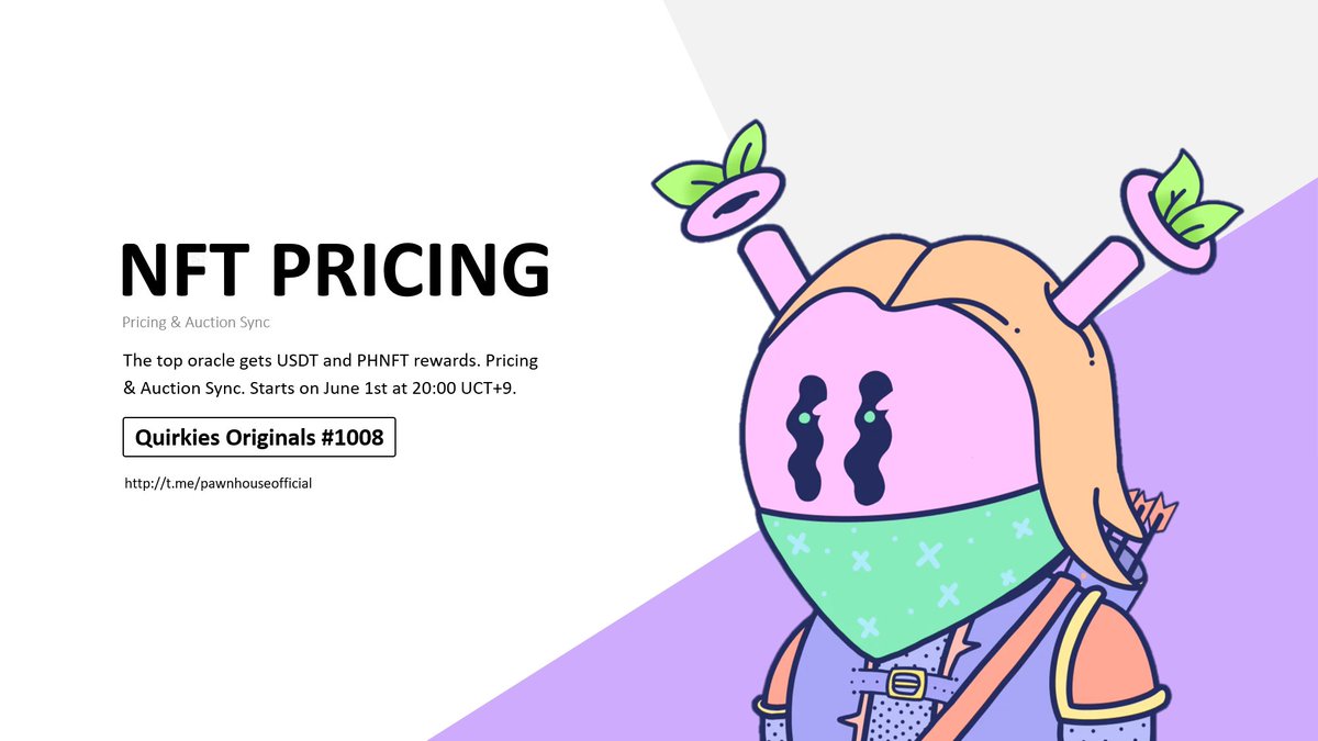 pawnhouse_nft's tweet photo. No.24: Quirkies Originals#1008

⏲️: June 1, 20:00-22:00 UCT+9
🛖: https://t.co/TeO4qlBbyG
💰: The top oracle gets USDT and PHNFT rewards

🔥Find the PH logo in image below, the first discoverer (reply this tweet with your screenshot) gets 50 PH airdrop💰 https://t.co/xh2PQXzgIX