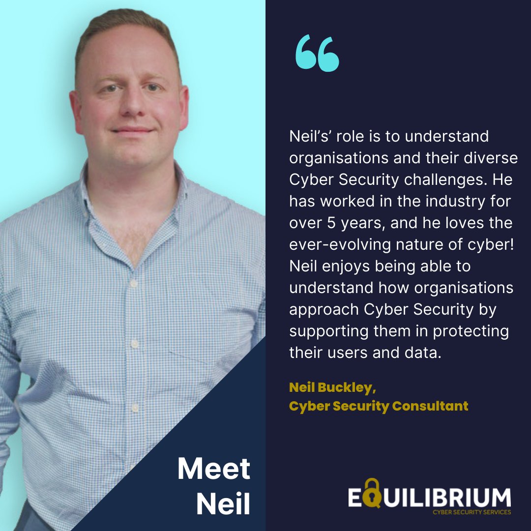 EquilibriumSS's tweet image. ⭐👨‍💼Meet the team Tuesday👨‍💼⭐

Meet Cyber Security Security Consultant Neil Buckley.

#MeetTheTeam #EquilibriumSecurity

Meet more of the team over on our website: lnkd.in/gKdqqXNR