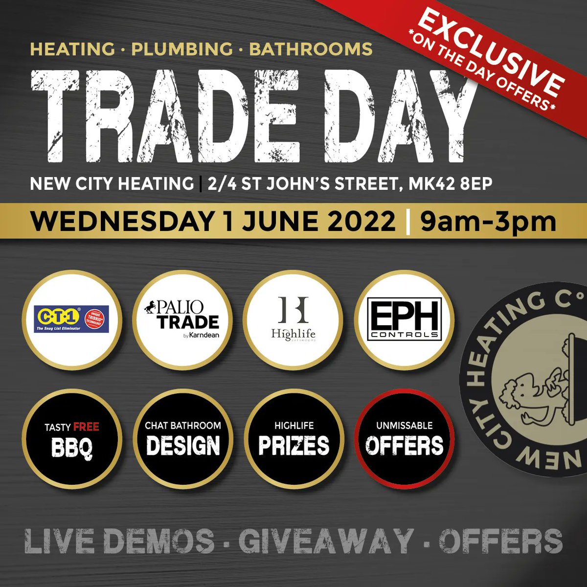 Reminders at the ready 🗓

Tomorrow is the launch of Kempston's first-ever #trade day! 
Here's a reminder of what's in store...

☀️ FREE BBQ
🔥 #Offers (not exclusive to trade)
☑️ Palio, CT1, Highlife, and EPH 
🛁 #Design experts
🍀 #Raffle

Who will be joining us? 🙋🏼