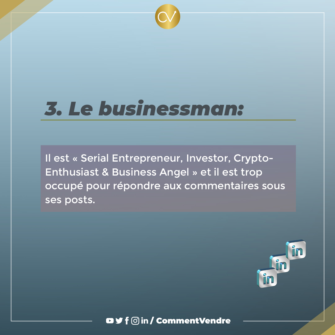 CommentVendre's tweet photo. Voici les différents types de personnes sur Linkedin 😂

Si vous connaissez un de ces types mentionnez le sur en commentaire 😂

#linkedin #commentvendre #startup #business #network https://t.co/X4QL2Wvsb1