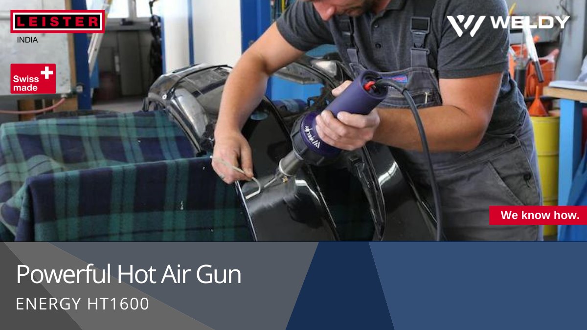 LeisterIndia's tweet photo. Energy HT 1600 is a compact and powerful heat gun for various professional applications, such as roofing work, producing banners, or laying flooring. Know more about Weldy HT 1600
Link: https://t.co/0ZEZenGOG1
#Leister #Leisterindia #weldy #plasticwelding #hotairgun #WeKnowHow https://t.co/W4oER9W9pI