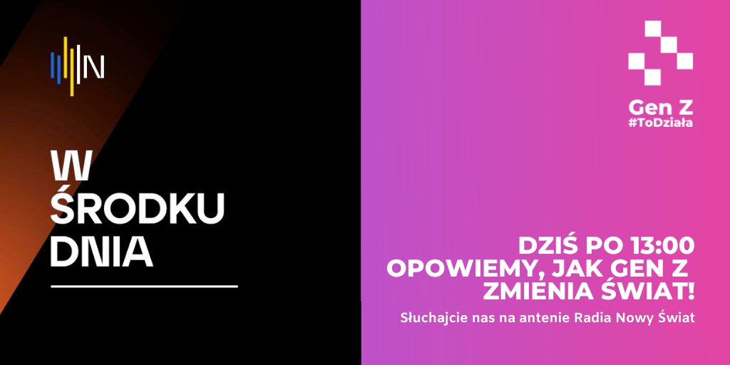 Jak działa #GenZ? Słuchajcie nas po 13:00 w <a href="/RadioNowySwiat/">RadioNowySwiat</a> > nowyswiat.online

#MateuszAndruszkiewicz porozmawia z <a href="/DorotaSet/">Dorota Setniewska</a>. 

#ToDziała #RNŚ