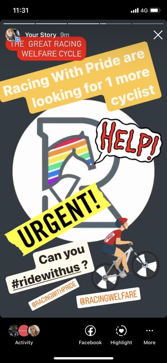 Racing with Pride desperately need one more rider - can you join their team for The Great Racing Welfare Cycle? DEADLINE TODAY <a href="/Racingwelfare/">Racing Welfare</a> <a href="/RacingWithPride/">RacingWithPride</a>