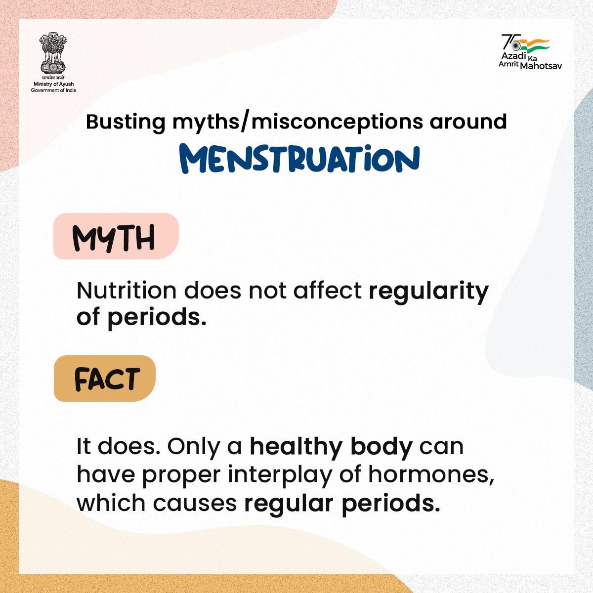 moayush's tweet photo. Let’s clear the misconceptions regarding menstruation and spread the word about the need for hygienic menstrual practices.  

#Ayush #AmritMahotsav #HealthForAll #WomenRights https://t.co/dbiJSSchuV