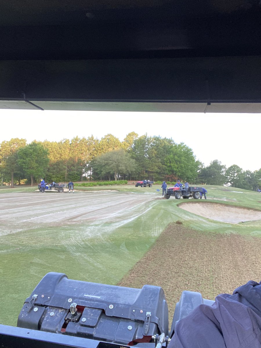 Plisken2112's tweet photo. Lot’s of holes getting punched today! #procore648 #procore1298 
#outcross9060 @DaveMeltonOBX @ToroGolf @smithturf https://t.co/HQOZbbVeKf