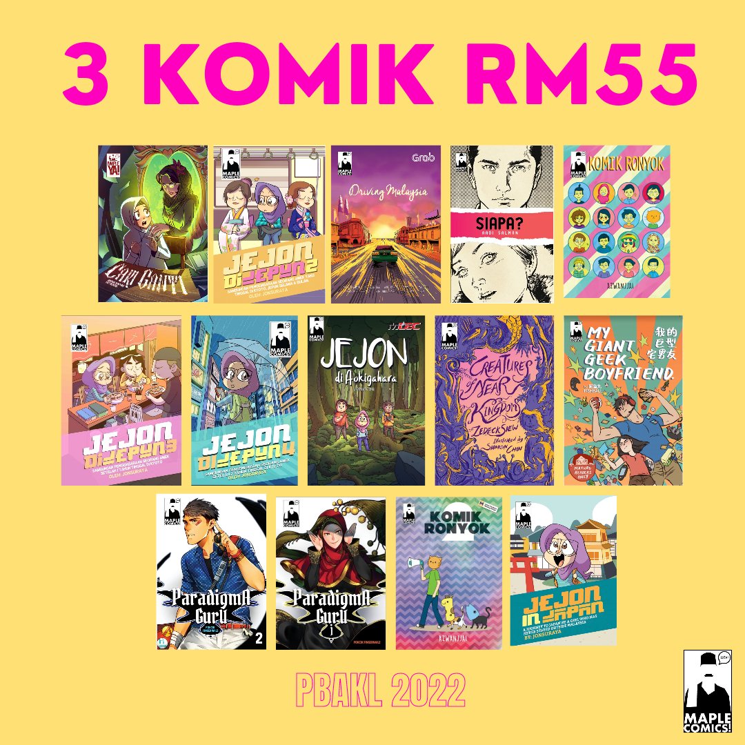 komikmaple's tweet photo. Dapatkan promo 3 Komik RM55 semasa #pbakl2022!
Dari 3-12 Jun sahaja.
#komikmaple #maplecomics https://t.co/ApSqRcUSZ1