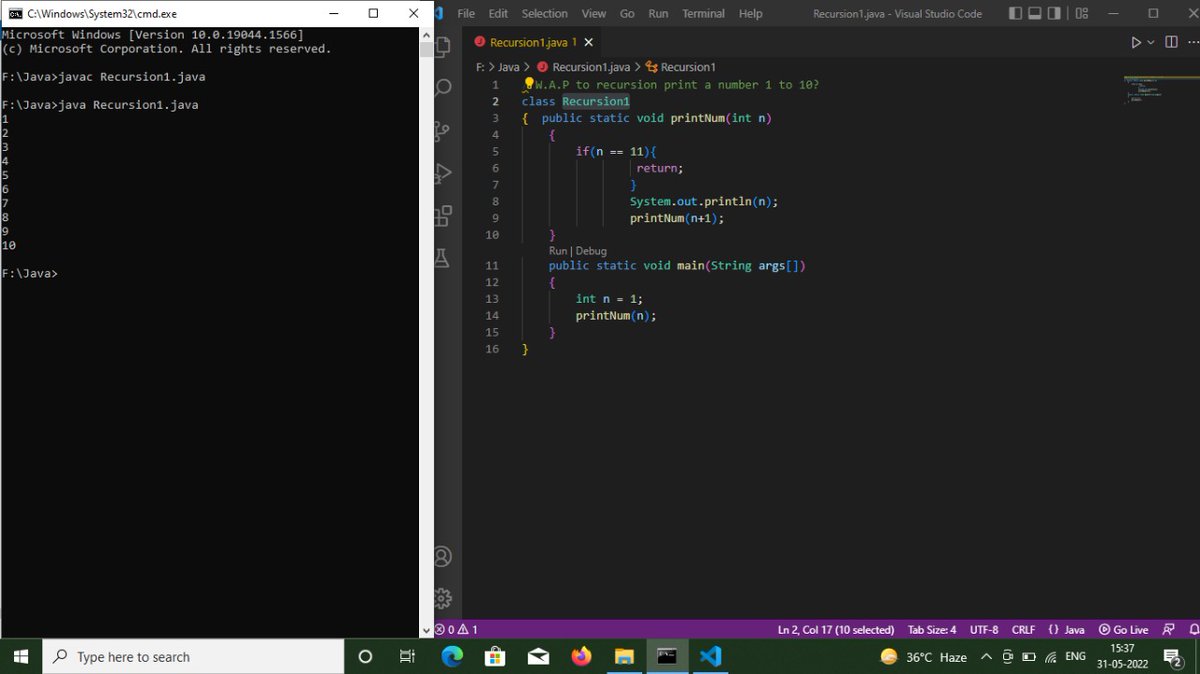 Sarvjyoti4's tweet photo. #Day11,#100Dayofcde,#DEVCommunity,#Programing,#Girlofcode,#Womanofcode,@SrivastavChhavi.
I learn of core JAVA,Today i learn recursion in java https://t.co/B96RD2hsfP