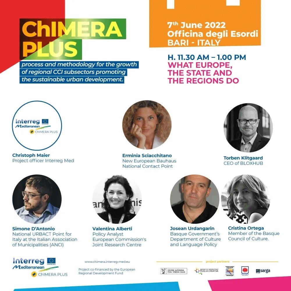 Tuesday, 7th June 2022 / 𝗖𝗖𝗜𝗦 𝗳𝗼𝗿 𝗿𝗲𝗴𝗲𝗻𝗲𝗿𝗮𝘁𝗶𝗼𝗻 - 𝗖𝗶𝘁𝗶𝗲𝘀, 𝗖𝗿𝗲𝗮𝘁𝗶𝘃𝗶𝘁𝘆, 𝗜𝗻𝗻𝗼𝘃𝗮𝘁𝗶𝗼𝗻, 𝗦𝘂𝘀𝘁𝗮𝗶𝗻𝗮𝗯𝗶𝗹𝗶𝘁𝘆
🔗 To participate 𝗿𝗲𝗴𝗶𝘀𝘁𝗲𝗿 𝗵𝗲𝗿𝗲: bit.ly/38MhJs4

#ChimeraPlus #europe #state #regions