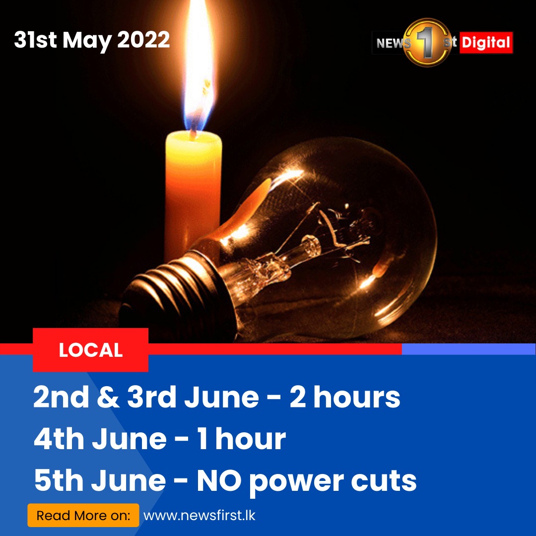 NewsfirstSL's tweet photo. Power Cuts reduced to 2 hours - PUCSL

Details : https://t.co/y31YgPd9co

#SLnews #News1st #SriLanka #lka #PowerCut #PowerSchedule #PUCSL #Hours #Electricity https://t.co/vcN2nGR7ob