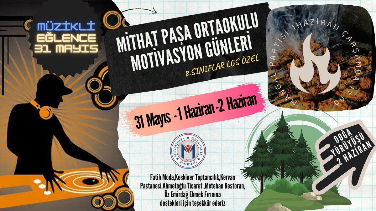 Kıymetli Velilerimiz,
LGS öğrencilerimize yönelik 3 gün öğleden sonraları yapılacak olan faaliyetlerimiz için emeği geçenlere teşekkür ediyoruz. Pazar günü her şeyin güzel geçmesi dileklerimizle… Çocuklarınız bizim çocuklarımız. <a href="/osmanerenbilici/">Osman Eren Bilici</a> <a href="/serkankoyuncu03/">Serkan Koyuncu🇹🇷</a>