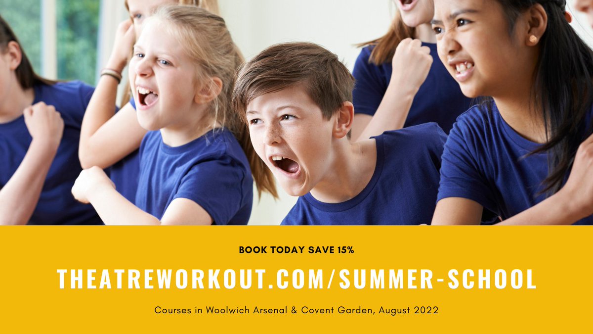 Award-winning summer schools coming to Woolwich and Covent Garden this August. Book now and save 15%!

theatreworkout.com/summer-school

#summerschool #Woolwich #WoolwichArsenal #WoolwichWorks #CoventGarden #WestEnd #theatre #Drama #Kids #Summer