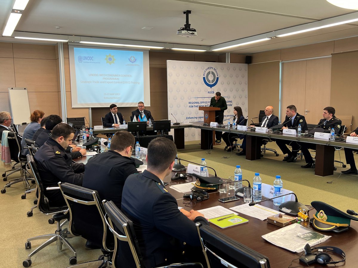 MSeyidzada's tweet photo. Training on "Strategic Trade and Export Control" for #Azerbaijan Customs Services was held at #ROCB #Europe. The event was organized within the framework of the "Global #Container Traffic Control Program", a joint project of the UN Office on Drugs and Crime (#UNODC) and the #WCO. https://t.co/OZVqosufDV
