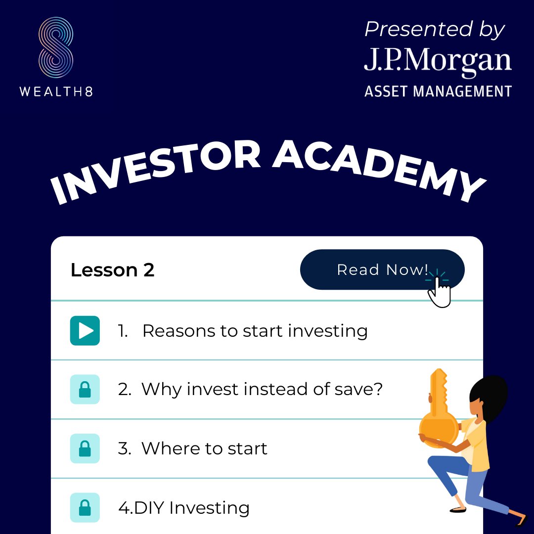 With low-cost ways to invest available to everyone, you can protect your money from inflation &amp; drive change at the world’s biggest companies. Lesson 2 focuses on why you should invest &amp; how to get started.(With investment, your capital is at risk).#Wealth8 #Wealth8Academy
