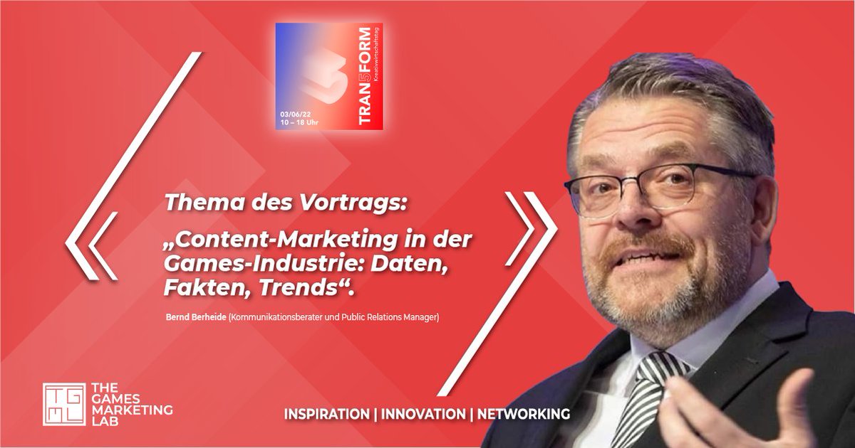 TGML_LAB's tweet photo. Der Gamesbranchen-Veteran und langjährige Kommunikationsprofi Bernd Berheide hält auf dem Kreativwirtschaftstag Hessen einen Vortrag. 

Freitag, 3. Juni um 14:30 Uhr auf der #TGML Stage  – nicht verpassen!

🔗 weitere Infos: https://t.co/2bCEueR2xj

#TGML #KWTAG22 #GamesMarketing https://t.co/DShcgJuPiX