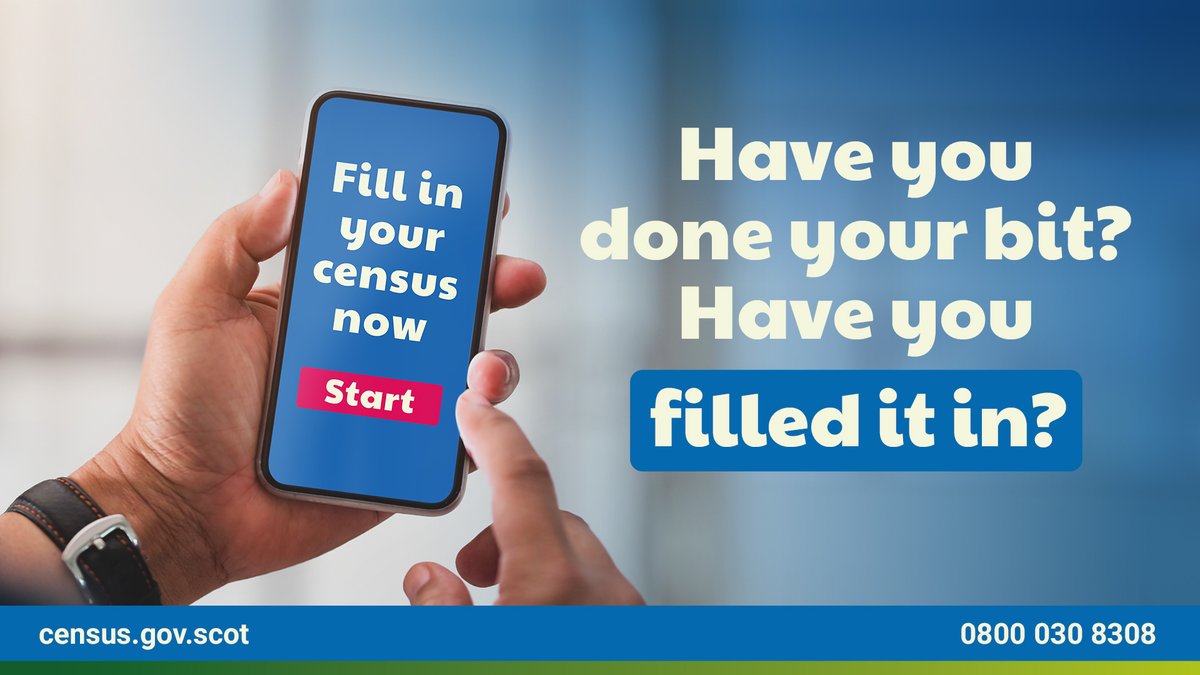 Today is the last day to return your #ScotlandsCensus2022. Clock's ticking, visit census.gov.scot now so together we can shape Scotland's future. Our helpline is also still open until 8pm.