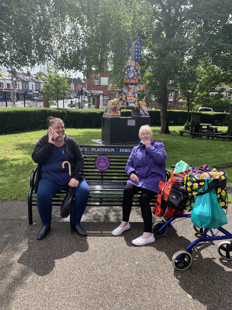 New Queen Jubilee bench now at the Compton Centre, already in use