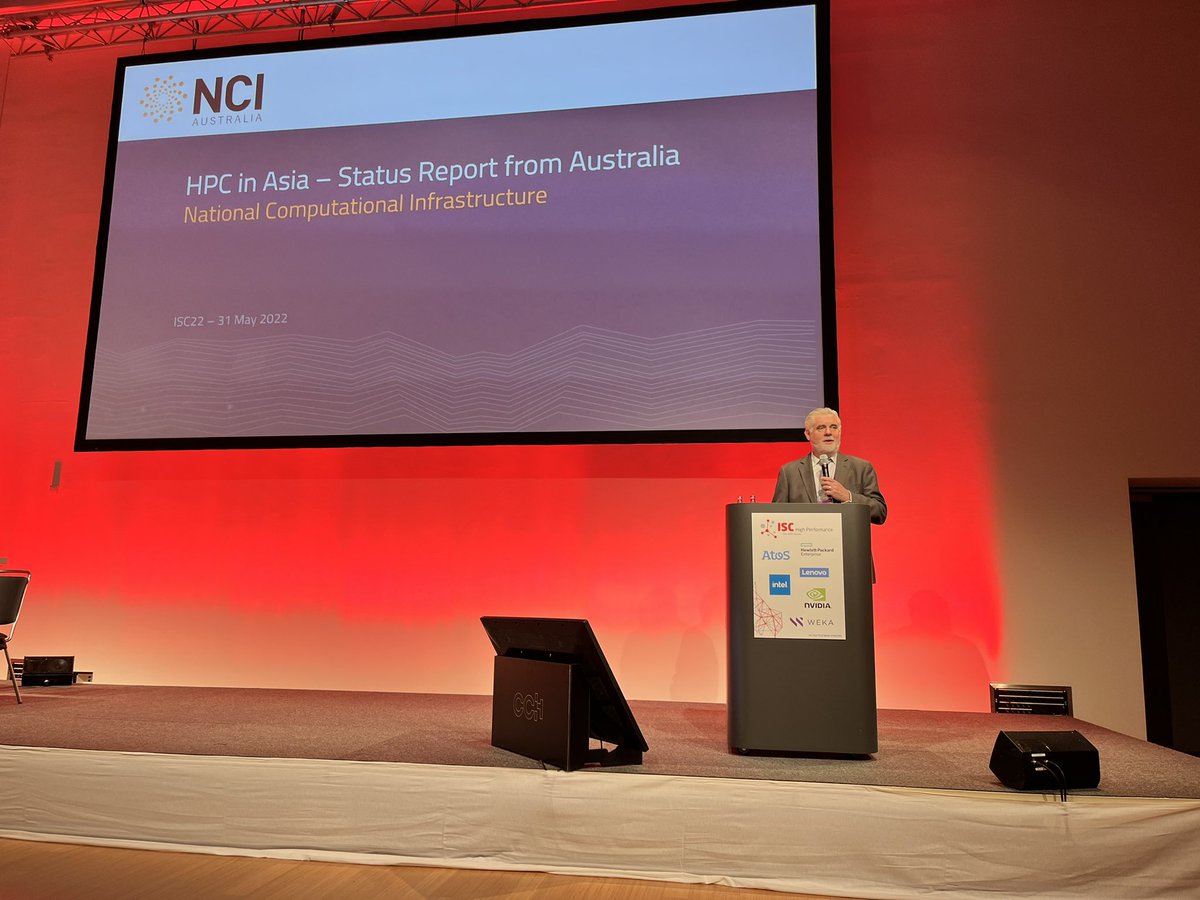 NCInews's tweet image. NCI Director Prof Sean Smith is presenting an update about the Australian #HPC landscape in the HPC in Asia session. #ISC22 @ISChpc @PawseyCentre