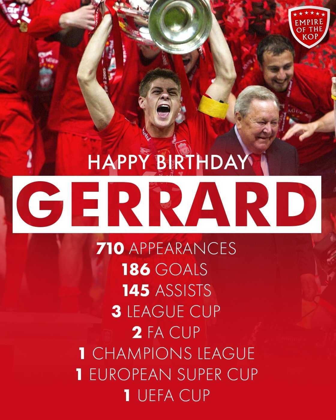 Steven gerrard never won the premiere league life is unfair. Happy birthday Stevie 
