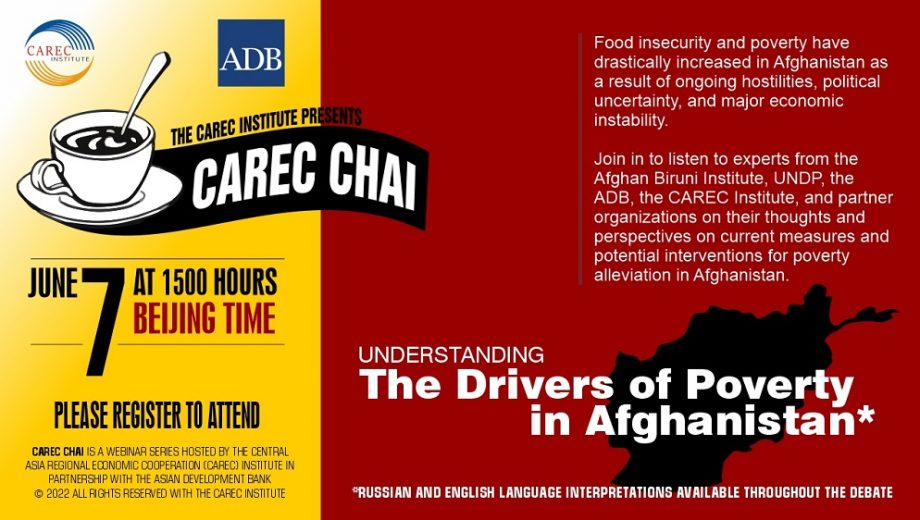 Dr. Omar Joya will be discussing the findings of Biruni Institute's latest publication on poverty, with other distinguished panelists at CAREC Institute Chai session on June 7th at 9 am EST or 11:30 am Kabul. To attend, please register here: carecinstitute.org/events/carec-c…