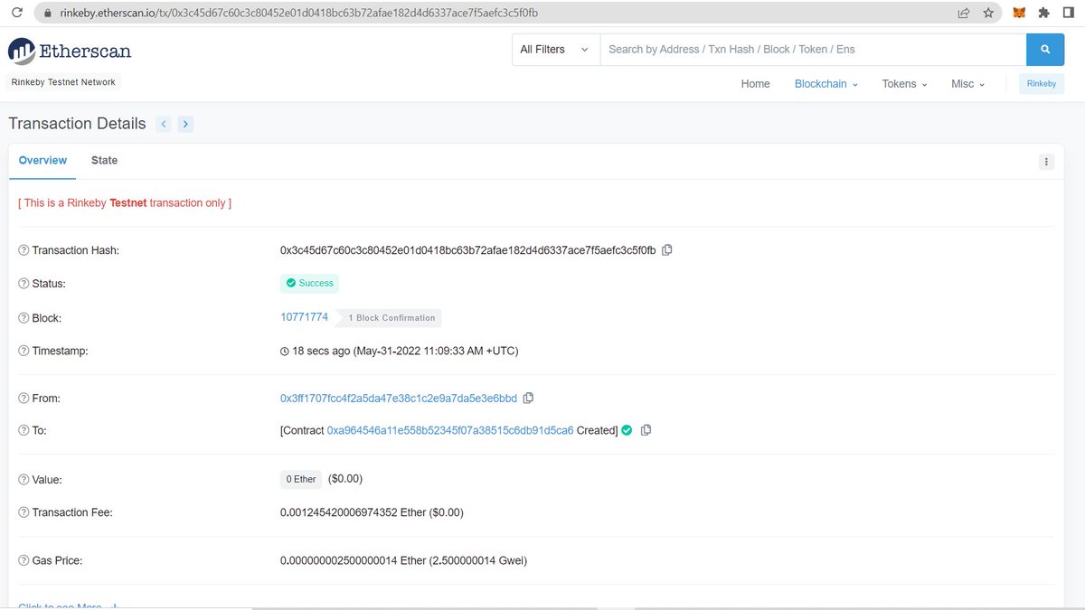 UKuladeep's tweet photo. Yo🎊, Deployed my first Smart contract..
@freeCodeCamp @PatrickAlphaC High five🖐..  
#smartcontracts #SOLIDITY #web3  #remix https://t.co/tZJDE8EMsQ
