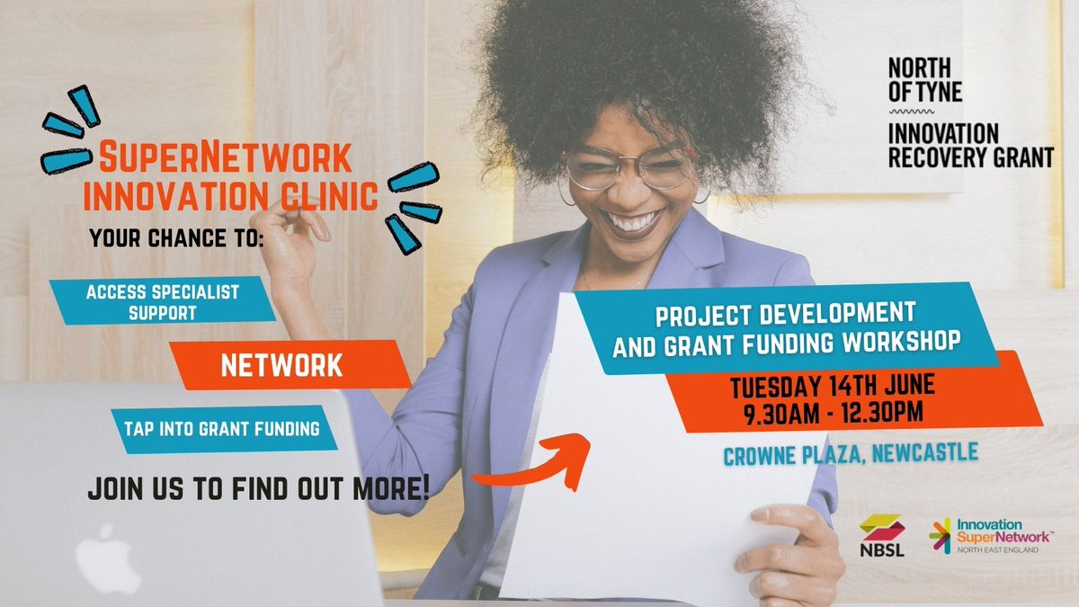 Are you developing new products or services, or looking to adopt technology or processes to better serve your business and customers? 

Join <a href="/SuperNetworkNE/">SuperNetworkNE</a> #Innovation Clinic on 14th June to access FREE specialist support and info on grant funding 👉ow.ly/lk3t50Jl1TT