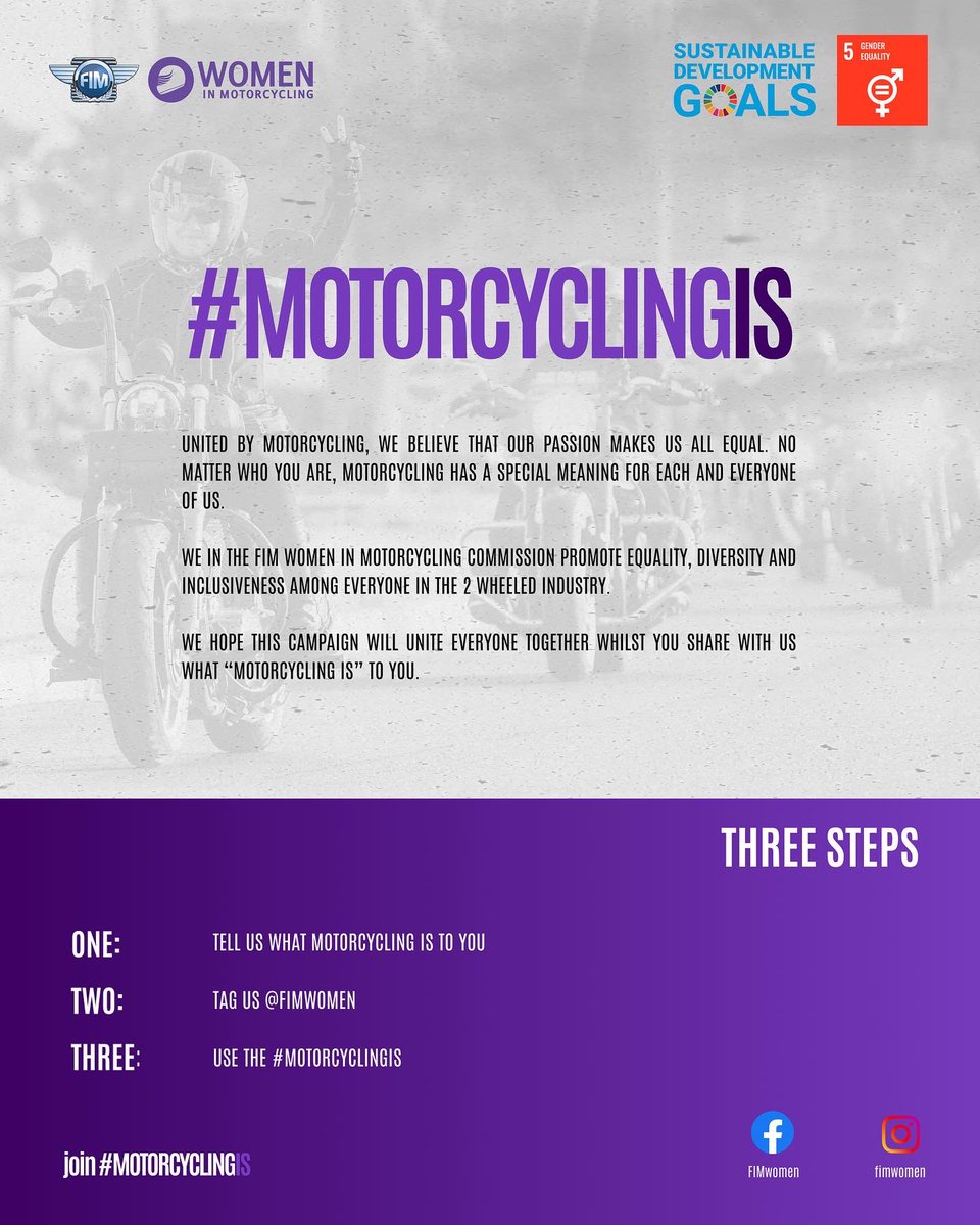 PippaLaverty's tweet photo. 1/3 I joined the FIM Women in Motorcycling Commission a year ago &amp; I have learned so much since. I feel lucky to work with the inspiring and passionate people who make up the @FIM_live #fimfamily 💙 we have launched our new campaign #MotorcyclingIs https://t.co/NRGn5ykGKi