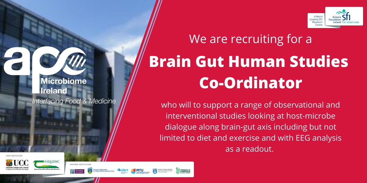 APC is hiring a Brain Gut Human Studies Co-Ordinator for Cryan Lab <a href="/jfcryan/">John F. Cryan</a> 
Search 056533 on ore.ucc.ie for full details
Deadline Friday 10 June 2022
#research #braingutaxis #microbiome #jobfairyirl