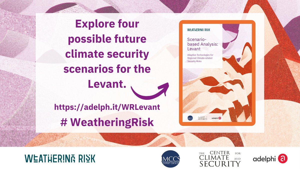 Just in: 
How will climate change affect #peace and #stability in the Levant, especially looking at
💻degrees of availability of technology &
🫱🏿‍🫲🏽international cooperation
NEW #WeatheringRisk report by @adelphi_berlin @IMCCS_ @CntrClimSec @ClimateDiplo

👉🏽adelph.it/WRLevant