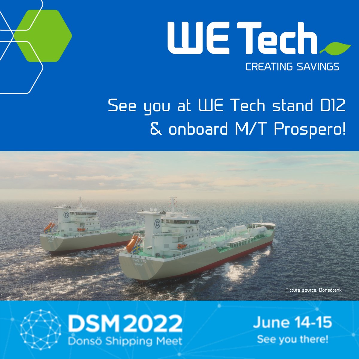 CreatingSavings's tweet photo. WE will exhibit at Donsö Shipping Meet on 14-15 June!
Our award-winning solution for Donsötank’s new built vessel M/T Prospero will be presented at our Stand D12&amp;onboard the vessel. Welcome!
#creatingsavings #donsöshippingmeet #energyefficient #zeroemissionshipping https://t.co/muIJmSSYsR