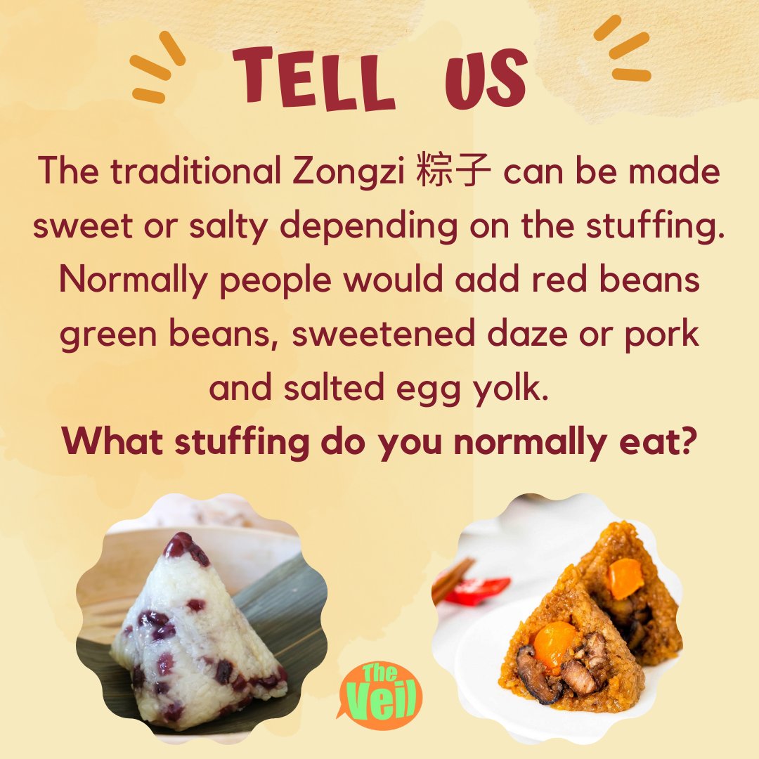 The_Veil3's tweet photo. In China, many people fight over which flavour is the best flavour of Zongzi 😆 during the #DragonBoatFestival . 
Which one do you prefer? The Sweet one or the Salt one? Leave your comment and tell us what stuffing you normally eat! https://t.co/qZ8EqI4VEK