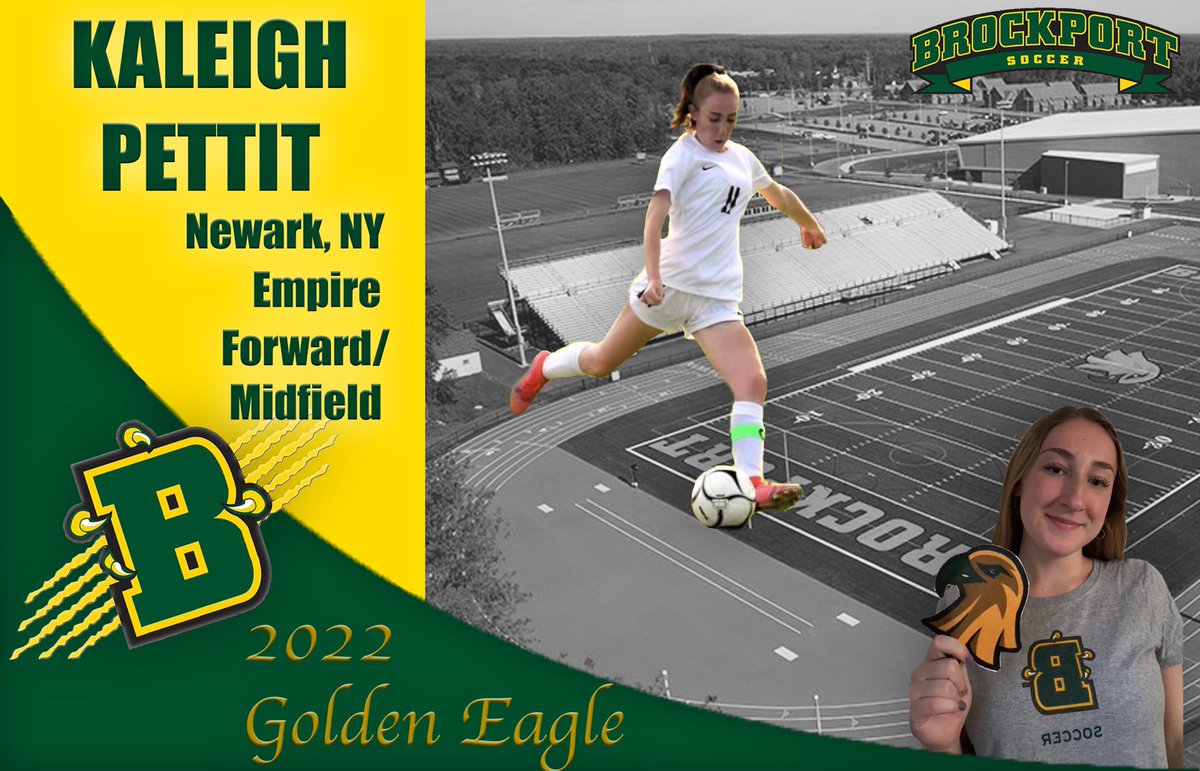BportWsoccer's tweet photo. 💚Brockport Womens Soccer is proud to welcome our next incoming Golden Eagle: Kaleigh Pettit!!💛

🤘🏻Welcome to the team, Kaleigh!! ⚽️💚💛 https://t.co/bUtAfDAmul