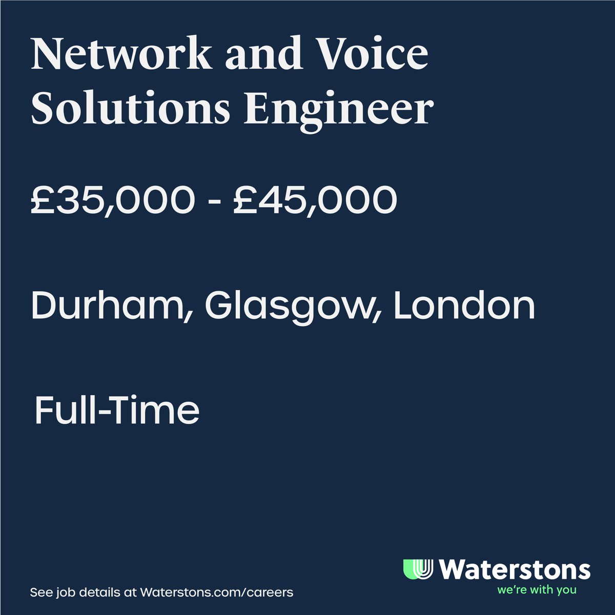Do you think people should come first, that your workplace should support, empower and embrace you? Sounds like you already live our culture and values... 

We think you should check out our current vacancies: waterstons.com/careers 

#CareerOpportunities #PeopleFirst #Culture