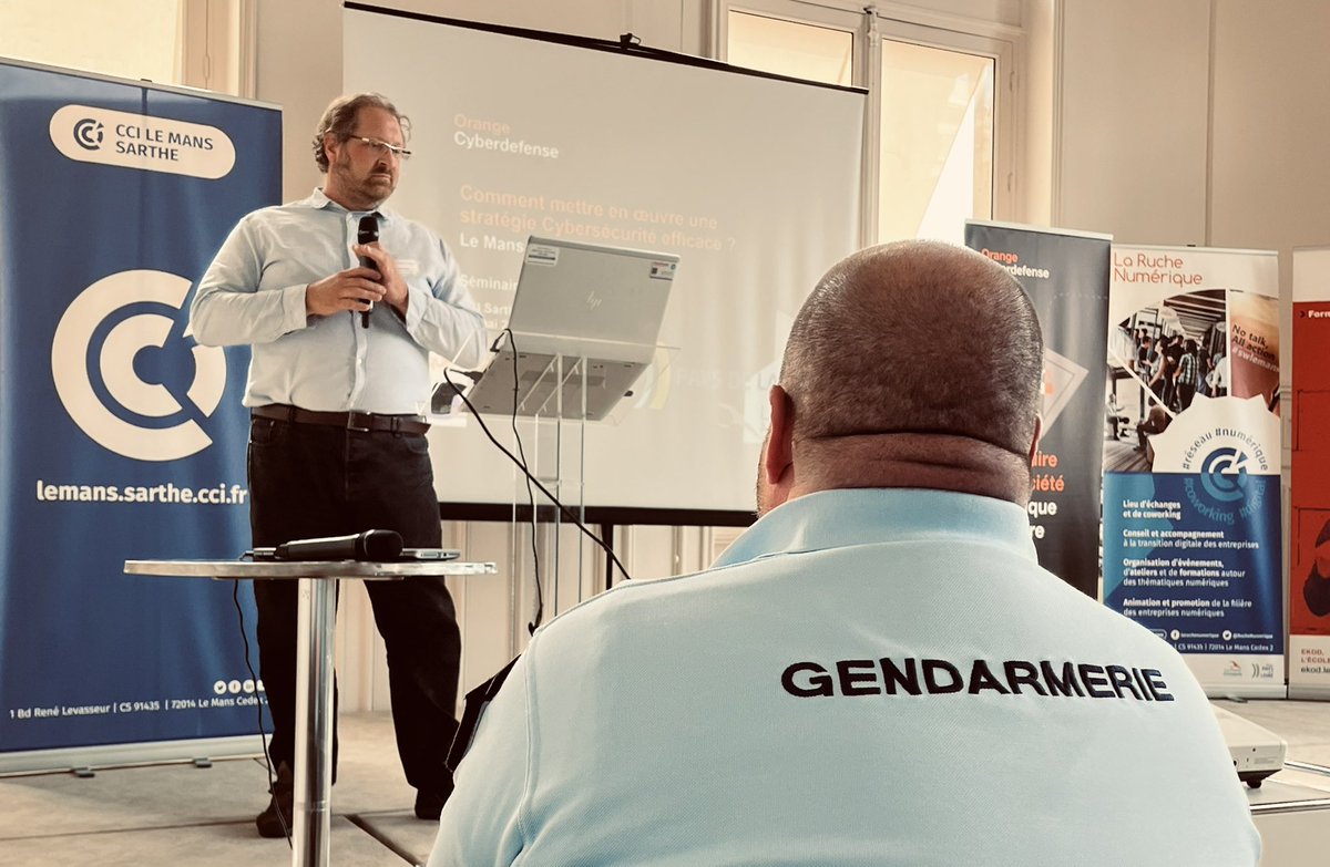 Un éclairage intéressant sur les risques cyber par <a href="/orangecyberdef/">Orange Cyberdefense</a> lors de #lemanscyberday organisé par <a href="/cci72/">CCI Le Mans & Sarthe</a> <a href="/anoukschmitt/">Anouk Schmitt</a>