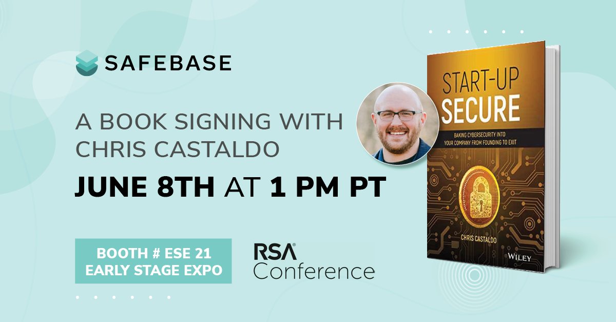 charcuteriecoma's tweet photo. We're almost a week away. Stop by @getsafebase booth ESE21 at @RSAConference and get a free signed copy of Start-Up Secure!
#startupsecure #rsa #rsaconference #rsa2022 #booksigning https://t.co/MK9shBkFXS