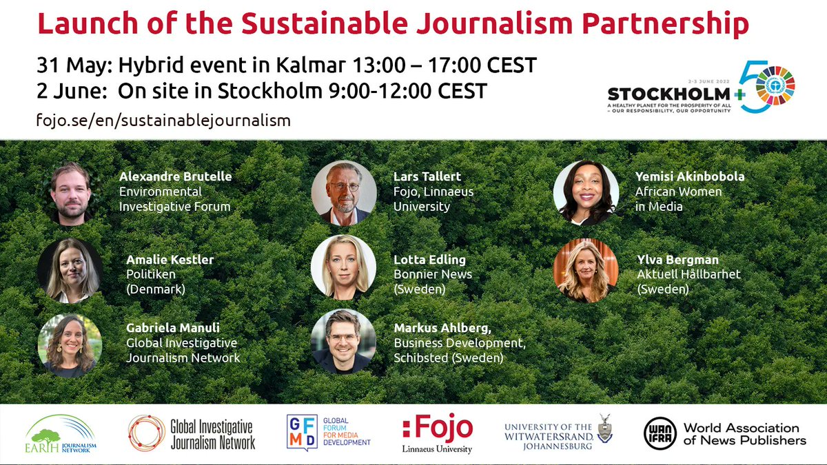 Global Investigative Journalism Network (@gijn) on Twitter photo 🔴 LIVE NOW: Launch of the Sustainable Journalism Partnership – a global forum for journalists, media- & sustainability researchers & entrepreneurs.
Featuring @Lars_Tallert, <a href="/DrYemisi/">Dr Yemisi Akinbobola</a>, <a href="/LottaEdling/">Lotta Edling</a> & Alexandre Brutelle. Moderator: <a href="/gabimanuli/">Gabriela Manuli</a>. buff.ly/3N2t7ip 🔴 LIVE NOW: Launch of the Sustainable Journalism Partnership – a global forum for journalists, media- & sustainability researchers & entrepreneurs.
Featuring @Lars_Tallert, <a href="/DrYemisi/">Dr Yemisi Akinbobola</a>, <a href="/LottaEdling/">Lotta Edling</a> & Alexandre Brutelle. Moderator: <a href="/gabimanuli/">Gabriela Manuli</a>. buff.ly/3N2t7ip