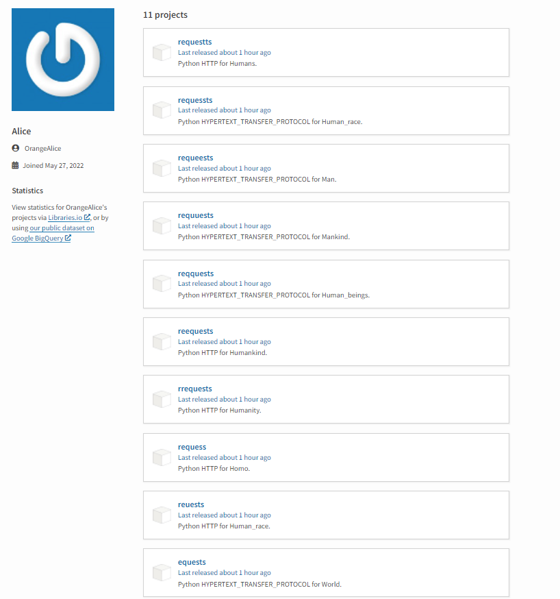 CheckmarxZero's tweet photo. 10 typosquatting packages targeting users of one of the most popular Python packages, “requests”, were detected in the past hour.

The packages, which were all reported to PyPi in less than an hour of their upload, try to infect developers with a crypto miner. https://t.co/QdPQkzHkas