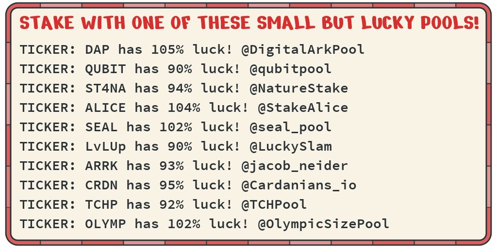 Stake COCO! Earn more ADA! (@coconut_pool) on Twitter photo COCO and these other small pools all have good luck, make blocks and return rewards. Stake with them! #cardano <a href="/qubitpool/">qubitpool</a> <a href="/NatureStake/">ST4NA - Stake for Nature- #ASPA member</a> <a href="/StakeAlice/">AliceStakePool</a> <a href="/seal_pool/">SEAL_Pool</a> <a href="/LuckySlam/">LuckySlam</a> <a href="/jacob_neider/">Jacob Neider</a> <a href="/Cardanians_io/">Cardanians (CRDN)</a> <a href="/TCHPool/">TricahuePool</a> <a href="/OlympicSizePool/">OLYMP (Retired SPO)</a> COCO and these other small pools all have good luck, make blocks and return rewards. Stake with them! #cardano <a href="/qubitpool/">qubitpool</a> <a href="/NatureStake/">ST4NA - Stake for Nature- #ASPA member</a> <a href="/StakeAlice/">AliceStakePool</a> <a href="/seal_pool/">SEAL_Pool</a> <a href="/LuckySlam/">LuckySlam</a> <a href="/jacob_neider/">Jacob Neider</a> <a href="/Cardanians_io/">Cardanians (CRDN)</a> <a href="/TCHPool/">TricahuePool</a> <a href="/OlympicSizePool/">OLYMP (Retired SPO)</a>