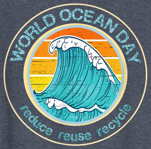 World Ocean Day #ReduceReuseRecycle Beach and Giant Waves, keep our planet clean, clean the seas, save our Oceans, celebrate #OceanDay and #EarthDay every day #Amazon #AmazonPrime shirts sweatshirts phone cases bags pillows  amazon.com/World-Ocean-Re…