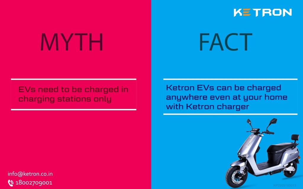 Don't worry about finding charging stations, 
Charge your Ketron EVs anytime anywhere you want. 

Avoid Myth, Go Electric!!
#ketron #ev #electricvehicles #ElectricScooty #switchtoketron #SwitchToElectric #SayNoToPetrol #nofuelburn #greenmobility #electricmobility #ZeroPollution