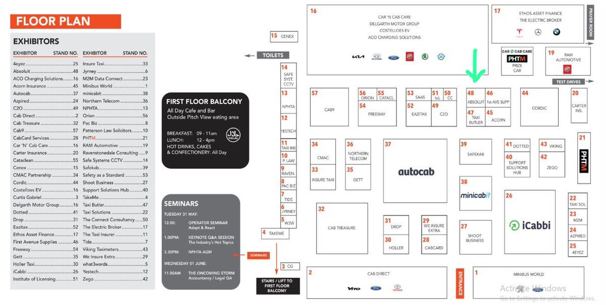 So here we are! We are very happy to see all of you there. Come and visit us at Stand 48 'Absoluit'. #phtm #expo2022 @absolu_it @iCabbi @iCabbiUKETGL @cabsoluit @CabCardServices @cabdirect @autocabgpc @TaxiButler @GalaxyNumbers @VikingTaximeter @CabTreasure_ @Cab9App