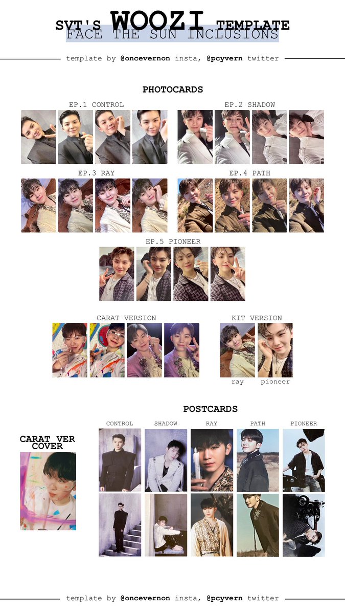 seventeen individual member templates for face the sun with all