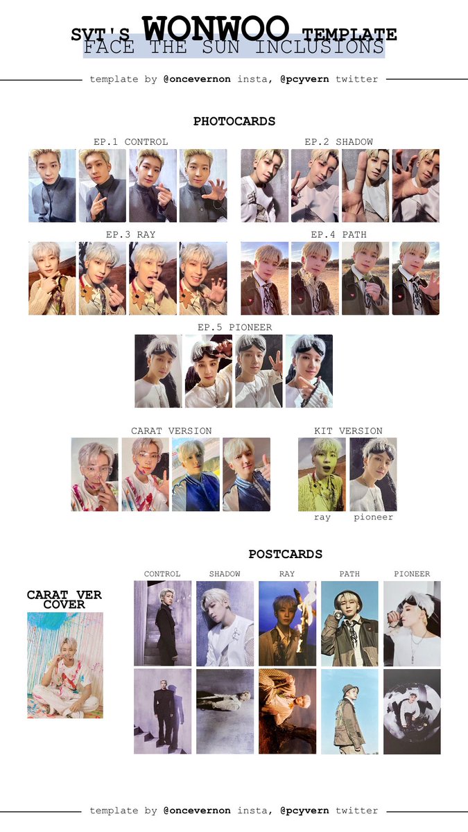 seventeen individual member templates for face the sun with all